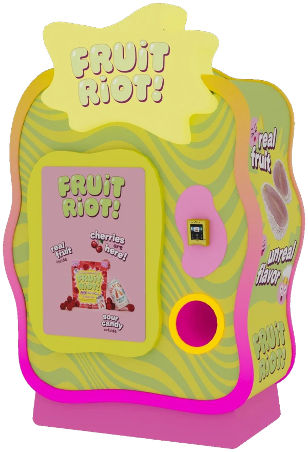 Custom Fruit Riot frozen-treat vending machine built by Sweet Robo